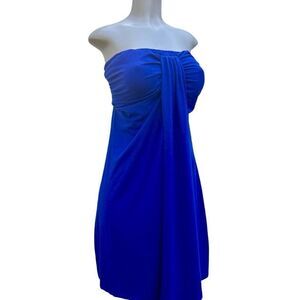 Pacific Beach Swim Cover-Up Mini Dress Women's XL Blue Strapless Rayon Blend